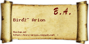 Biró Arion névjegykártya